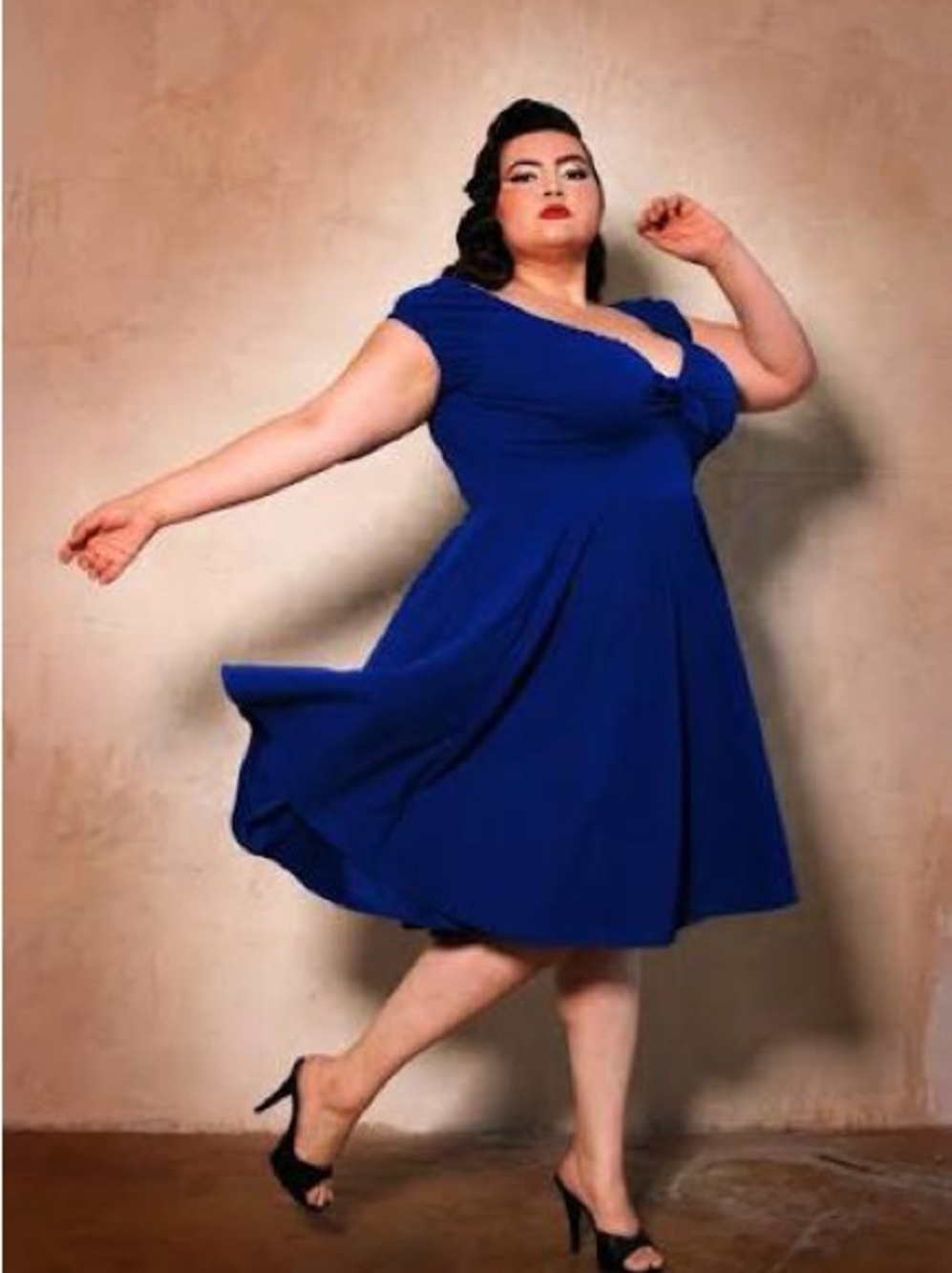 2X Pinup Couture Cobalt Blue Natalie Dress